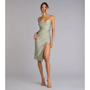 Chic Hourglass Lace-Up Midi Dress