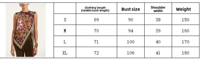 Ethnic Vintage Floral Print Woman Clothes Elegant O Neck Tassel Cross Split Irregular Top Summer Sleeveless Zipper Blouse Shirts, Irregular Tassel Crossover Vintage Top, Women's Unique Design with Tassels