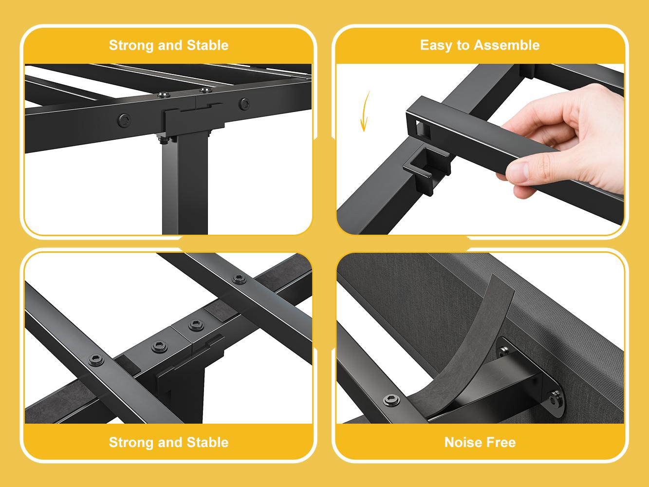 【Teen Size Bed】Raybee Luxury Bed Frames with Headboard & 2 Storage Shelves, Upholstered Bed Frame with LED & USB Ports for Full Queen King, Modern Bedroom Furniture, No Mattress, No Noise, Metal Slats Holds up to 880lbs[BlackFridayCyberMonday]