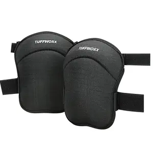 TUFFWORX Professional Knee Pads with Adjustable Straps, Kneepad Heavy Duty Foam Padding, Black