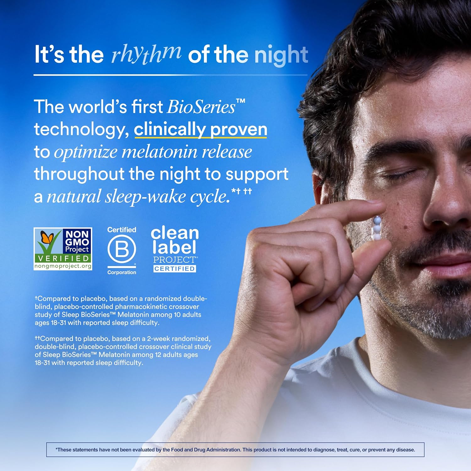 Ritual Sleep BioSeries™ Melatonin: Sleep Aid for Adults, Sleep Supplement with Time Released Capsules, Drug Free Sleep Vitamins for Adults for All Night Sleep Support, 20 Capsules