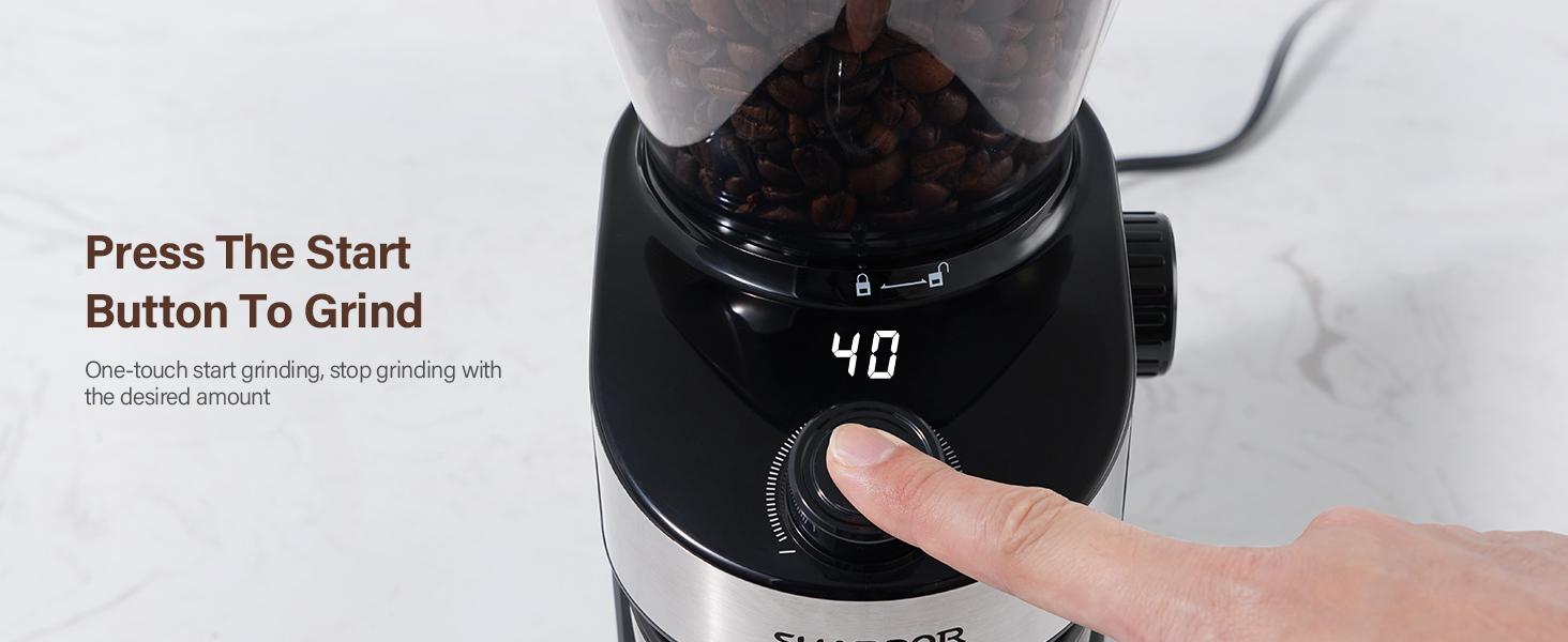 SHARDOR Burr Coffee Grinder 3.0, 32 Grind Settings for Espresso, Pour Over, Drip, and French Press, Adjustable Timer, Easy-Clean Chamber for Home Brewing