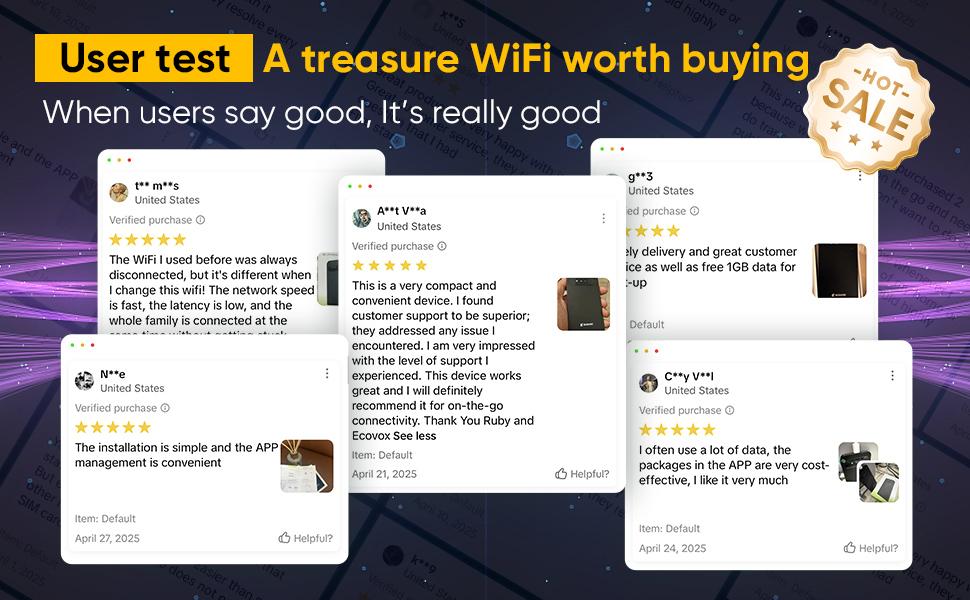 ECOVOX 4G LTE WiFi Mobile Hotspot 2026, No SIM Card Required No Contract, 9 Connected Devices, Multiple Networks, Portable Internet for Campers, Motorhomes and Travels, Free 1GB Local Data