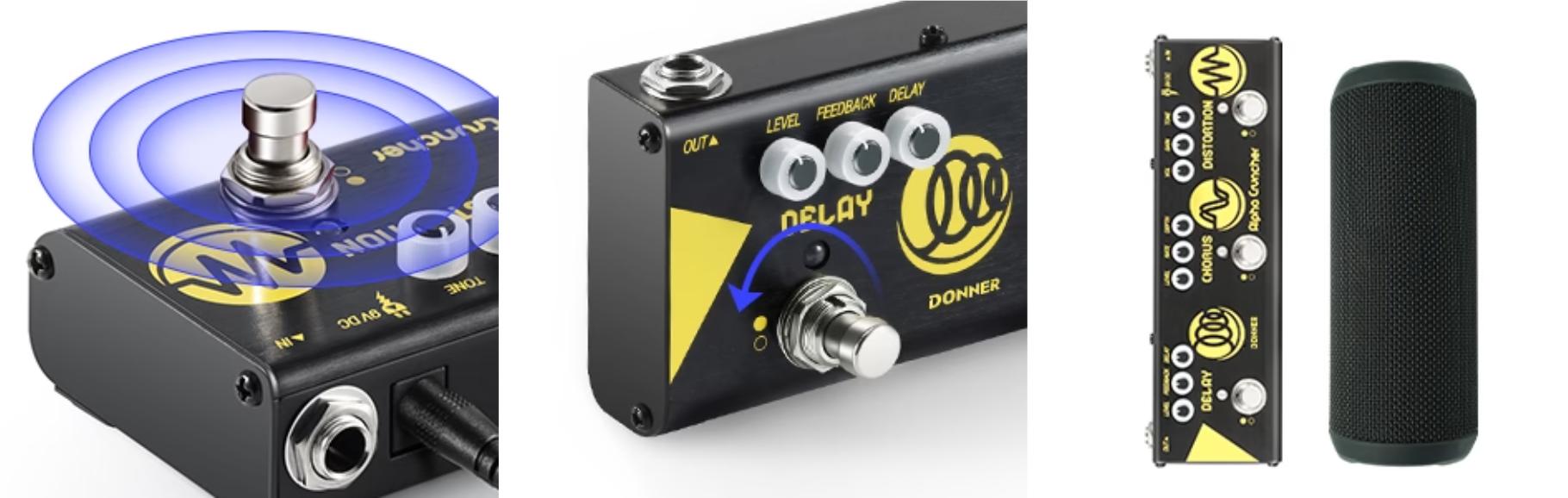 Donner Alpha Cruncher Multi Effects Guitar Pedal Distortion Chorus Delay with Power Adapter