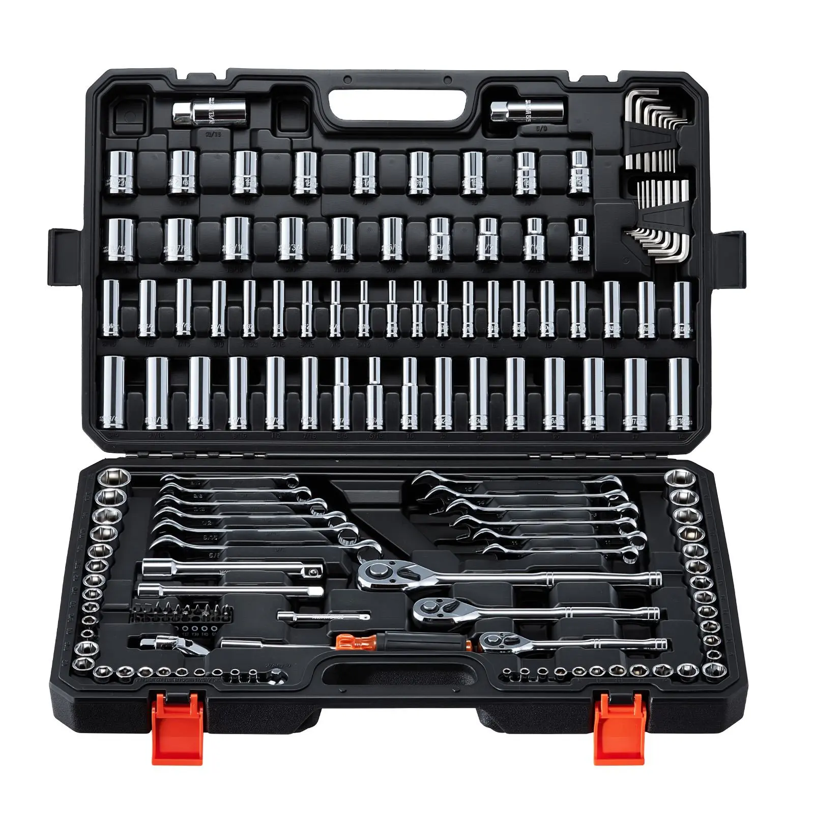 【Summerfinds】VEVOR Mechanics Tool Set,159-Piece Mechanic Tool Kit1/4 in3/8 inand 1/2 in DriveSAE and Metric Socket SetWrenchesScrewdriver BitsAccessoriesand Storage Casefor Automotive RepairRatchet SetCar Tool Kit