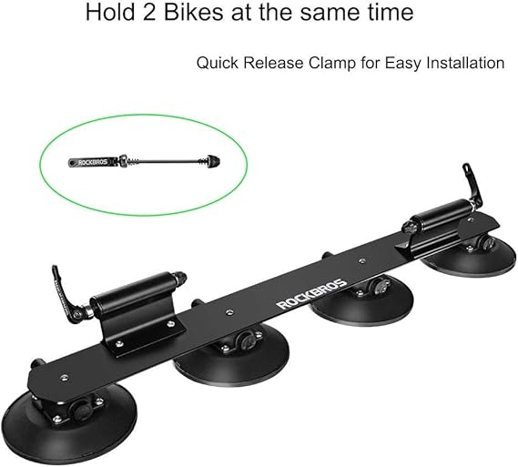 ROCKBROS Suction Cup Bike Rack for Car Roof Top Sucker Bike Rack Quick Release Aluminium Alloy Bike Carrier with Sucker for Bikes