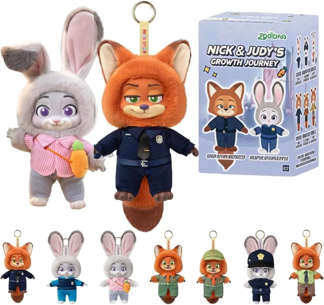 Disney Zootopia Nick and Judy Growth Journey Series Blind Box - Odor-Free Fabric Full-Figure Dolls with Mix & Match Outfits, 1 Random Piece, Christmas & New Year Gifts (Toys & Hobbies, Classic & Novelty, Stress Relief)
