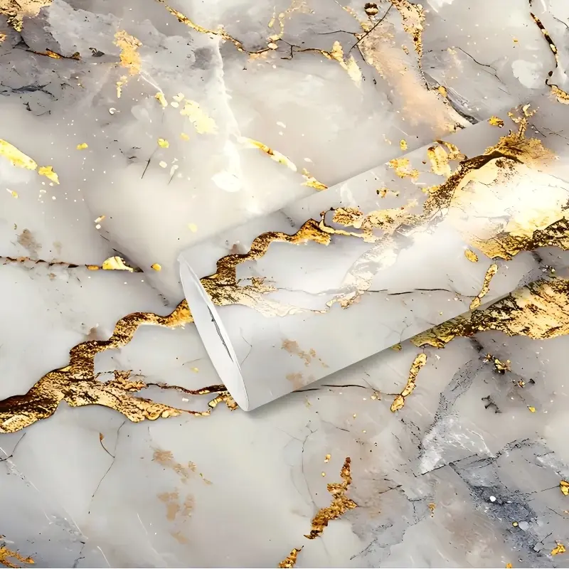 Self-Adhesive Waterproof Marble Effect Wallpaper Roll, Marble Wallpaper Peel And Stick, Marble Pattern Decorative Wallpaper, Easy Clean & Cut, Ideal for Kitchen Bathroom Living Room Dorm Decoration