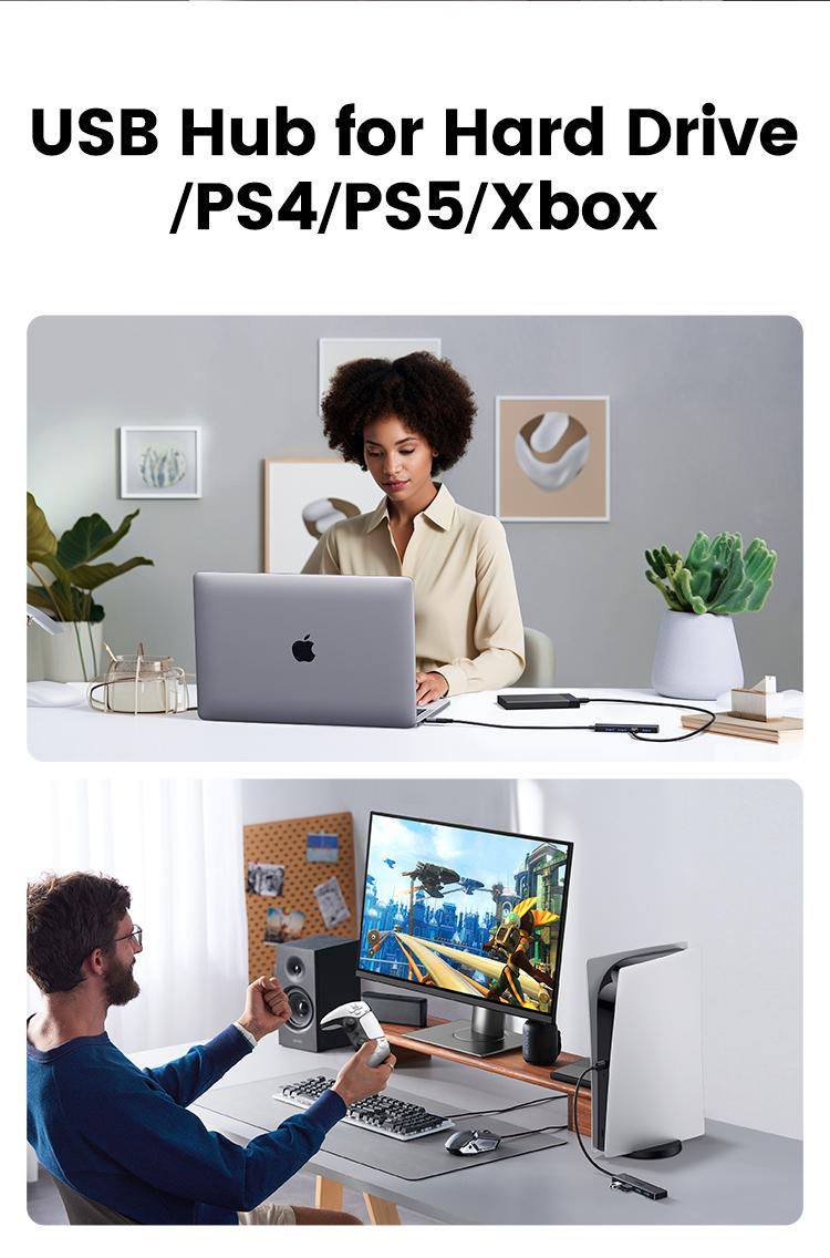 UGREEN 5Gbps USB 3.0 Hub, 4 Ports USB A/USB C Splitter, Ultra-Slim Design, Compatible with PS5, Xbox, Mouse, TikTokShopBacktoSchoolKeyboard, Flash Drive, Deals for You,September Restock，TikTokShopBlackFriday ,Tiktokshopstockup