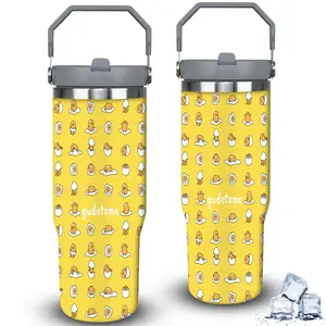 1pc 30oz Cute Gudetama Pattern Tumbler with Lid, Insulated Travel Mug, Gift for Women Men, Ideal for Halloween, Independence Day, Memorial Birthday Gift, Coffee Cup, weird stuff
