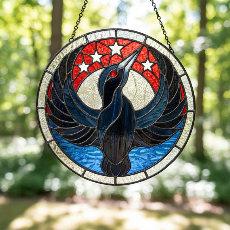 Rebel Loon Stained Glass Suncatcher, Minnesota Resistance Rebel Style Art, Natural Home Decor
