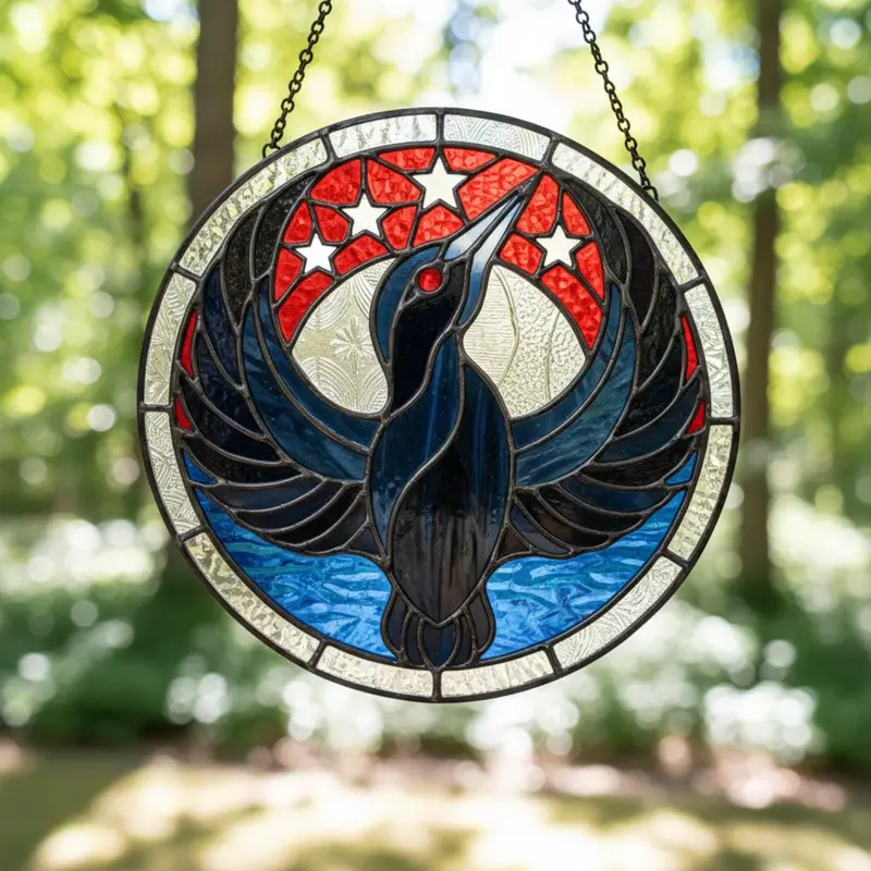 Rebel Loon Stained Glass Suncatcher, Minnesota Resistance Rebel Style Art, Natural Home Decor
