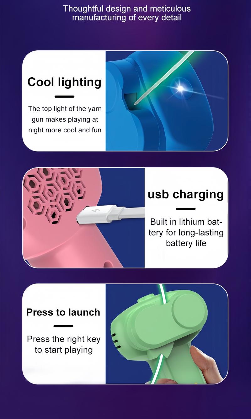 Electric Levitation Rope Launcher - USB Charging, Stress Relief & Imagination Toy for All Ages. Glowing Cords, Easy Launch Button, Great Gift