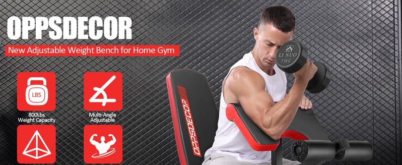 【TikTokShopBlackFriday】OPPSDECOR Olympic 900LBS Adjustable Weight Bench Press with Leg Extension & Preacher Curl Pad for Home Gym Workout Equipment