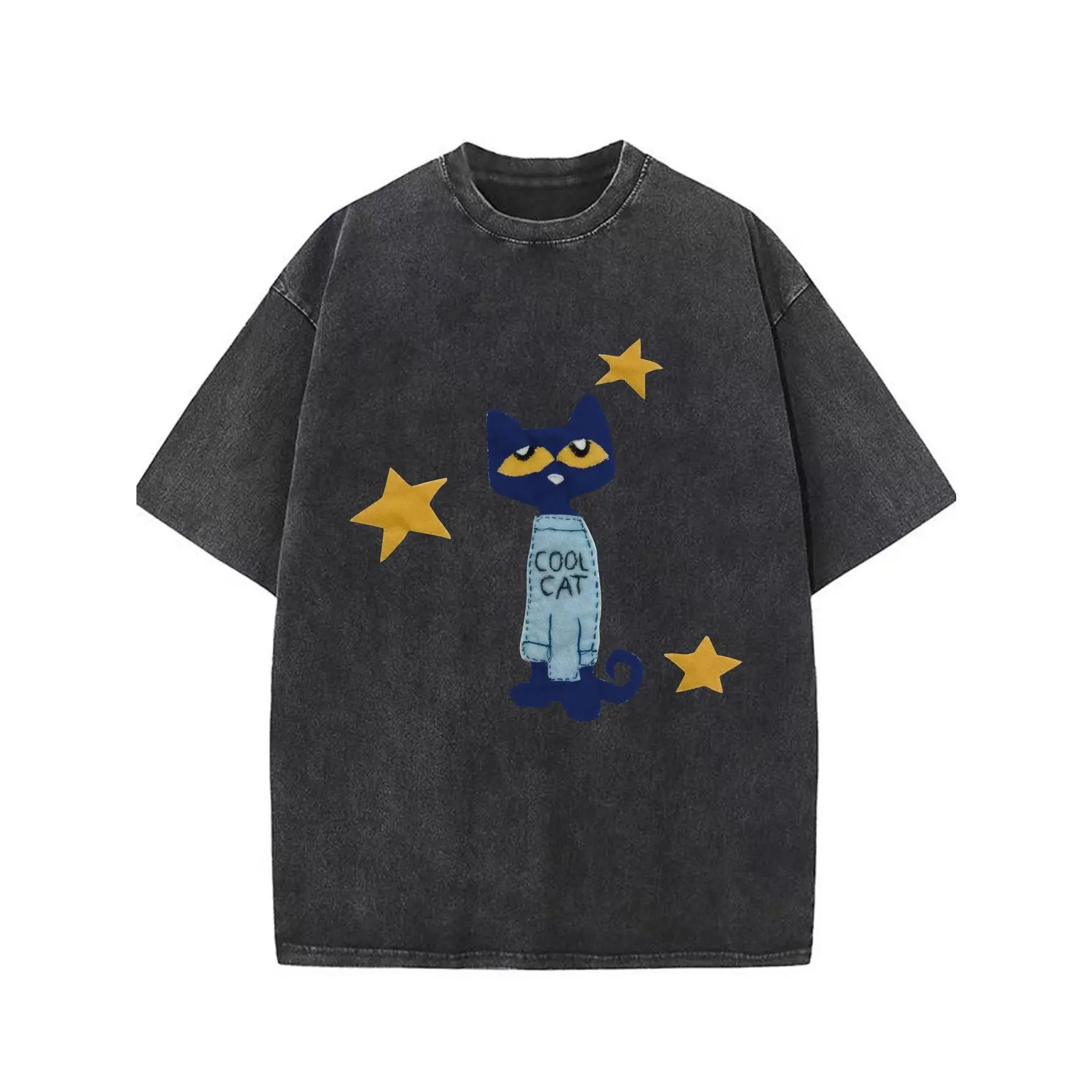 Holafish Men's Fashion Printed Pattern Washed and Old T-shirt, Halloween/ Christmas Pattern Printed Design, Street Retro Style, Round Neck Short Sleeves, Ribbed Neckline, Loose Version, Preferred for Family Holiday Gifts