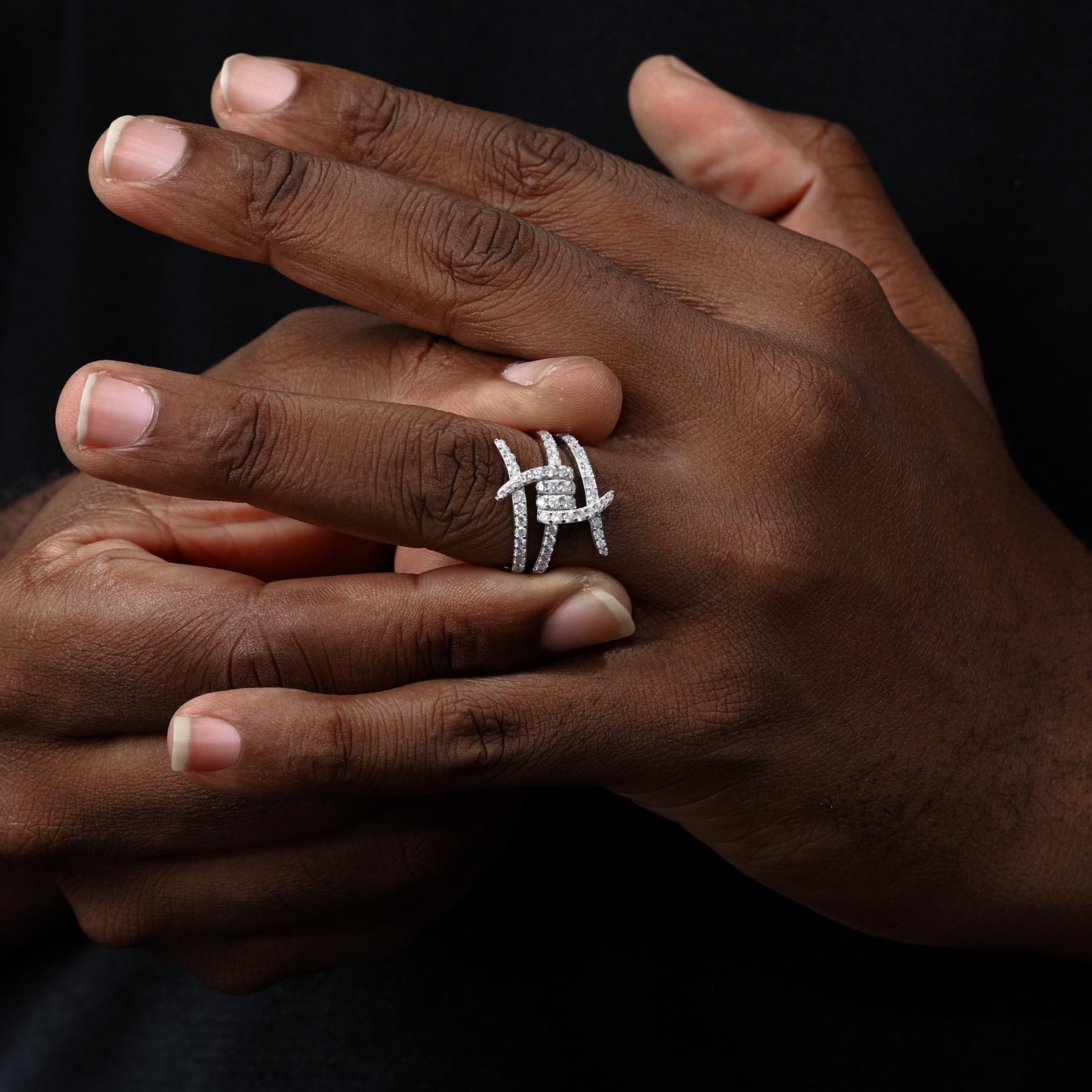 【#R286】UCCIYO Lab-Created Moissanite S925 Sterling Silver Moissanite Ring Black Ring Suitable for Men and Women Hip Hop Jewelry Gifts