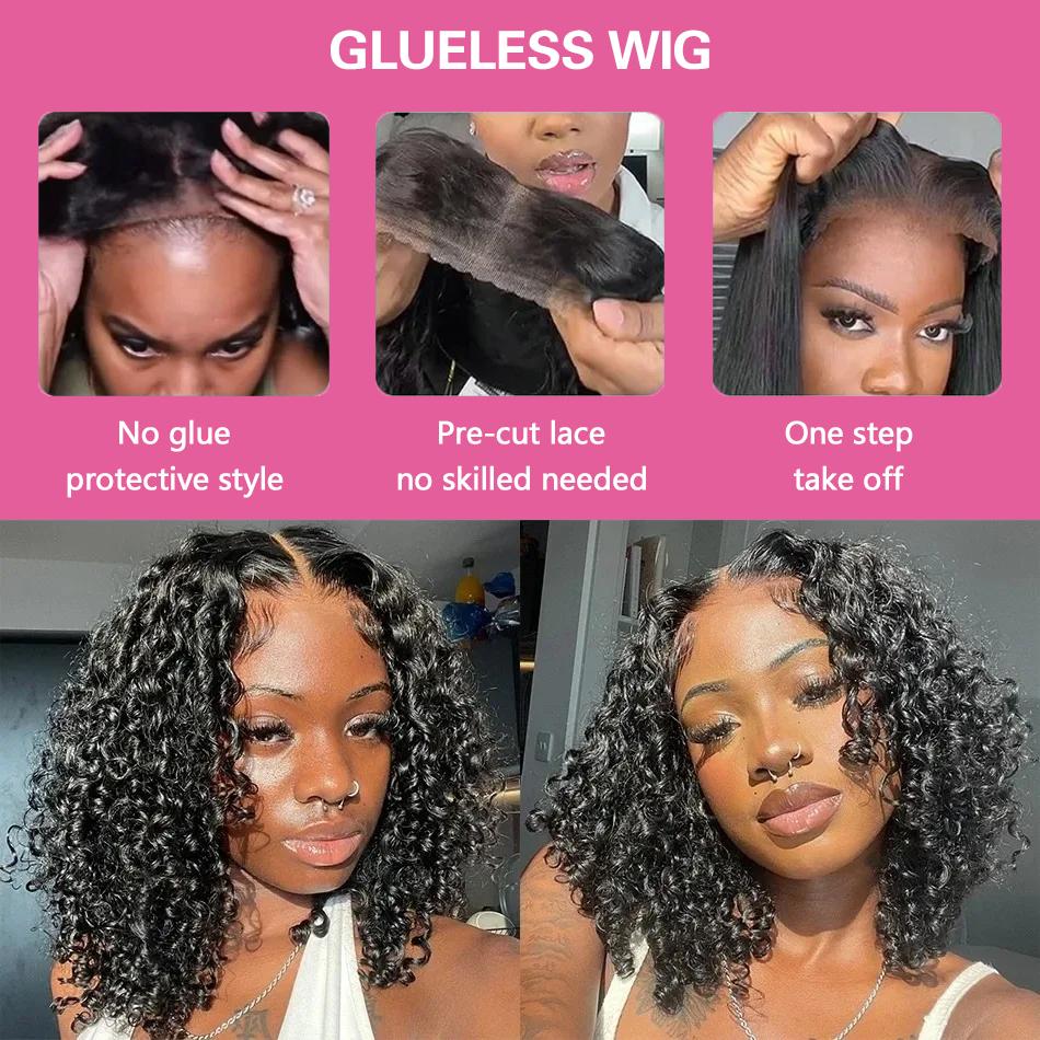 Midulla Ready to Wear Kinky Curly Glueless Wigs Human Hair Shoulder Length 7x5 Pre Cut Lace Closure Bleached Knots Human Hair Wig #FallFreshness