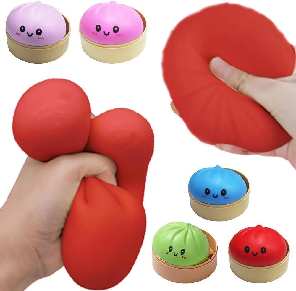 Dumpling Squishy – Mystery Bun Fidget Toy Soft TPR Material 3.35" x 2.17" Stress Relief Fun Unboxing Surprise Design Varies| Easter Children's Day prank& Spring Basket Gift