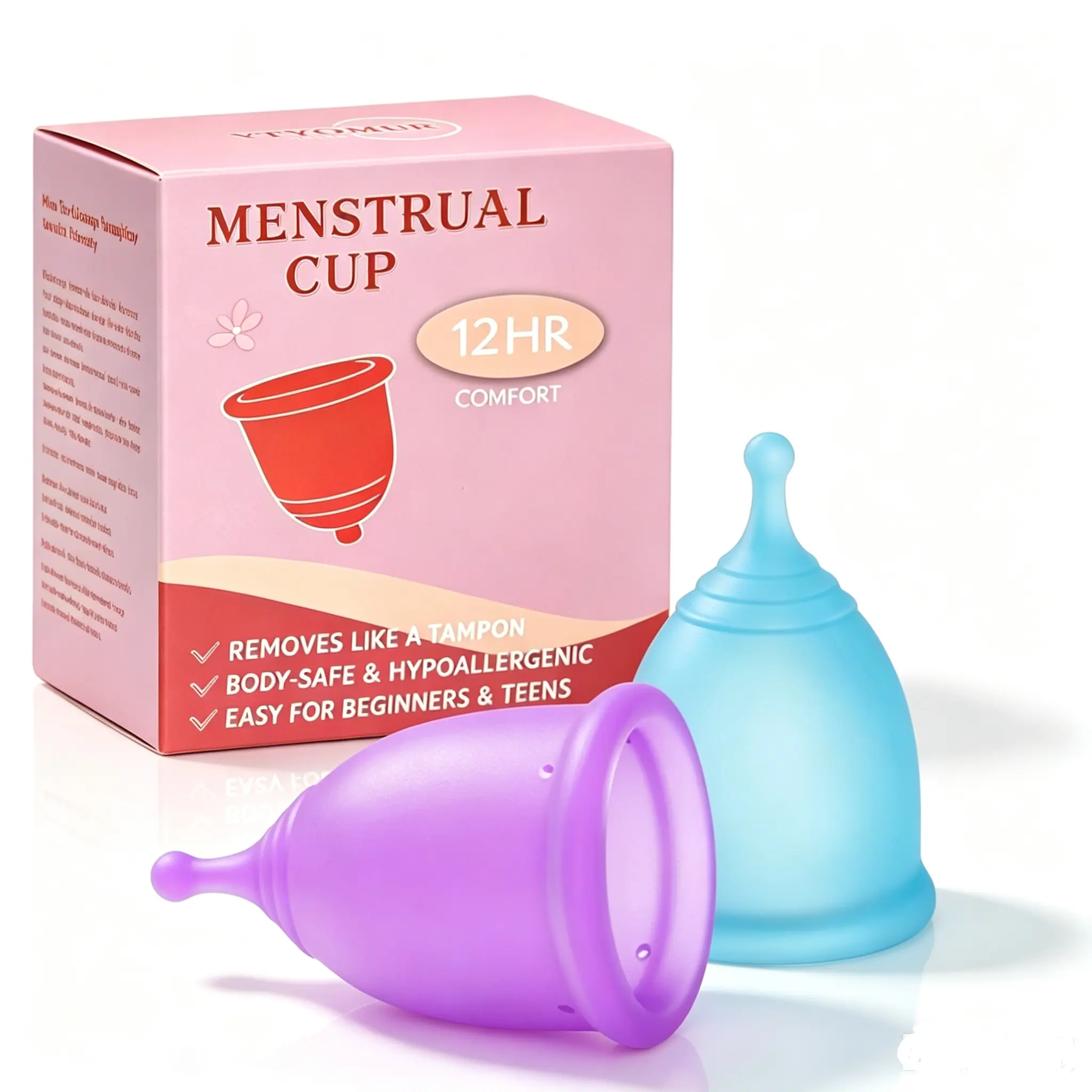 Menstrual Cups, Soft & Leak-Proof Menstrual Cup, Reusable Silicone Period Cups for Women - Comfortably use for 12 Hours
