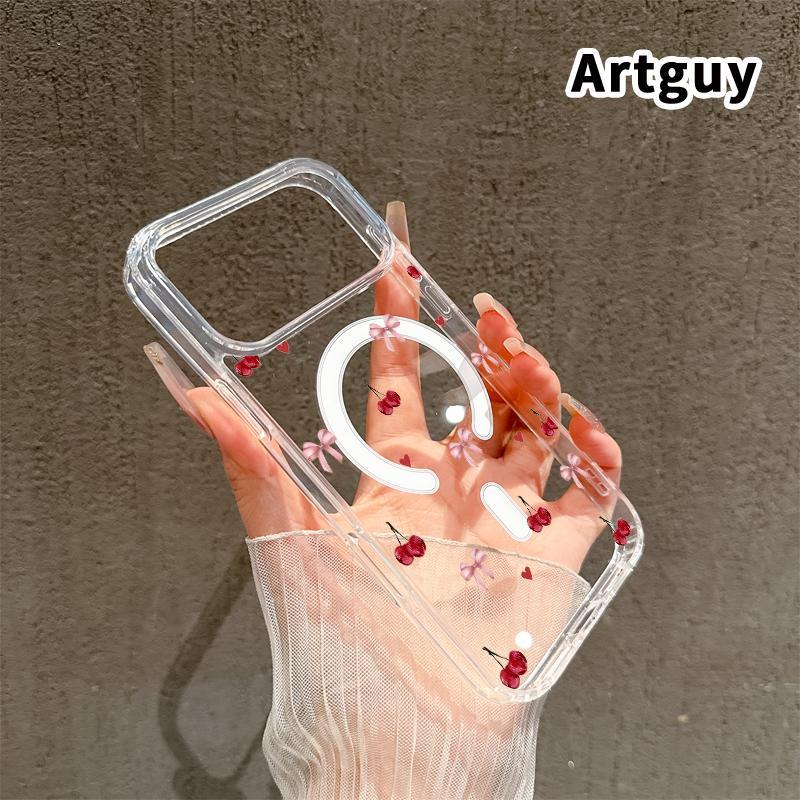 Cherry Bow Love Advanced fashion giftMagnetic Phone Case for iPhone 15 Plus 17 16 Pro Max Air E 14 13 12 11 X XS XR Shockproof Soft Premium Stylish Durable Protection Case