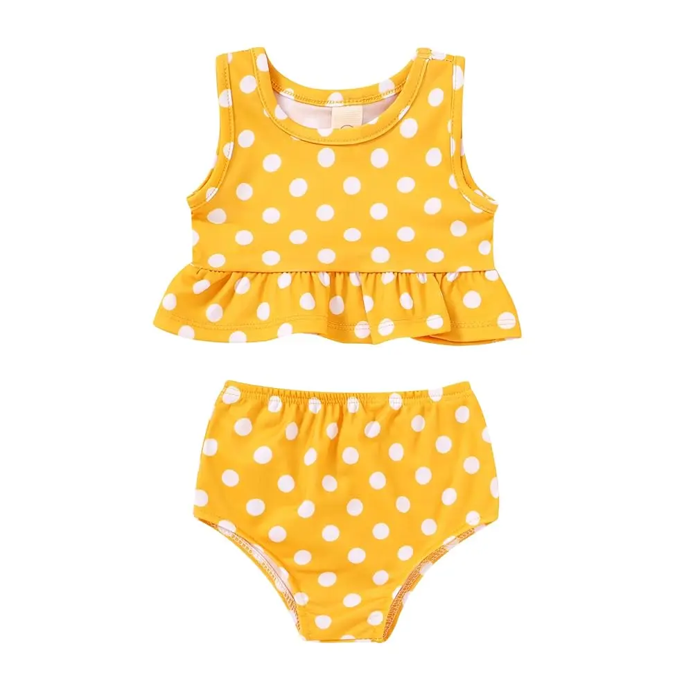 Toddler Baby Girls Summer Swimsuit Sleeveless Striped Swimwear Two-Piece Suit Beach Bikini