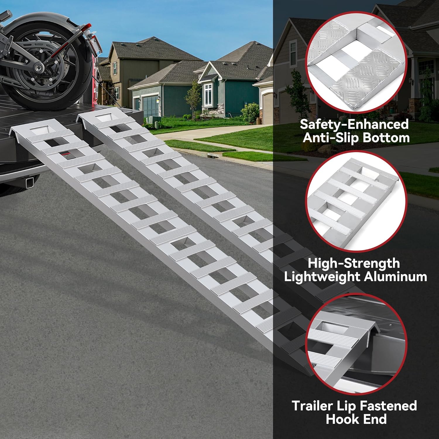YITAMOTOR 2pcs 6000lbs 84" x 14" Aluminum Trailer Ramps, Loading Ramps Car ATV Truck Auto Hauler Knife & Hook Ends