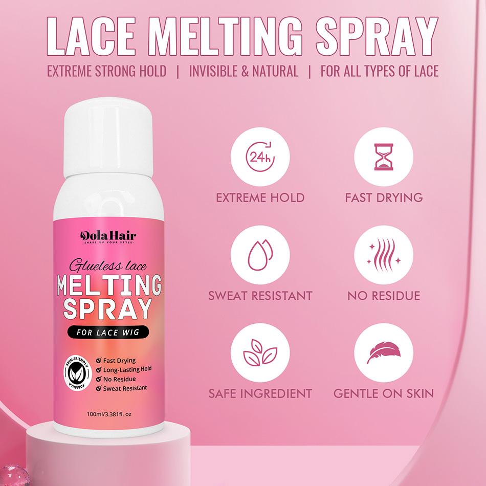 Dolahair Lace Melting & Holding Spray Glueless Hair Adhesive for Wigs Glueless Install Lace Front Wig Spray Wig Melting Bnad Haircare Gentle on Skin
