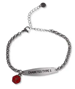 ⚕️Medical Alert ID Bracelet - Diabetes Type 1 or Type 2 - Stainless Steel Chain