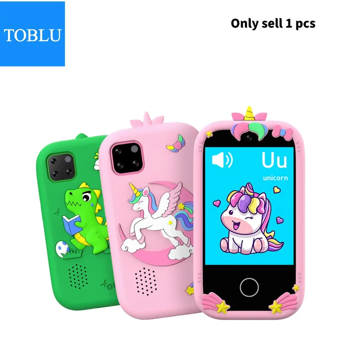TOBLU-S23 PRO Children's Cartoon Digital Phone Multifunction 2.8-inch Touch Color Display, 300000 pixels, 32GB memory, 600mAh battery, Photography/Video/Music/Recording/Games/Basic Knowledge/Calendar/Alarm Clock/Counter/Flashlight/Piano