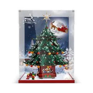 Acrylic LED Lighted Display Case for 41843 Family Christmas Tree Building Set – Dustproof Illuminated Showcase & Display Box, Compatible with  41843 - Only Display Case, Model Not Included