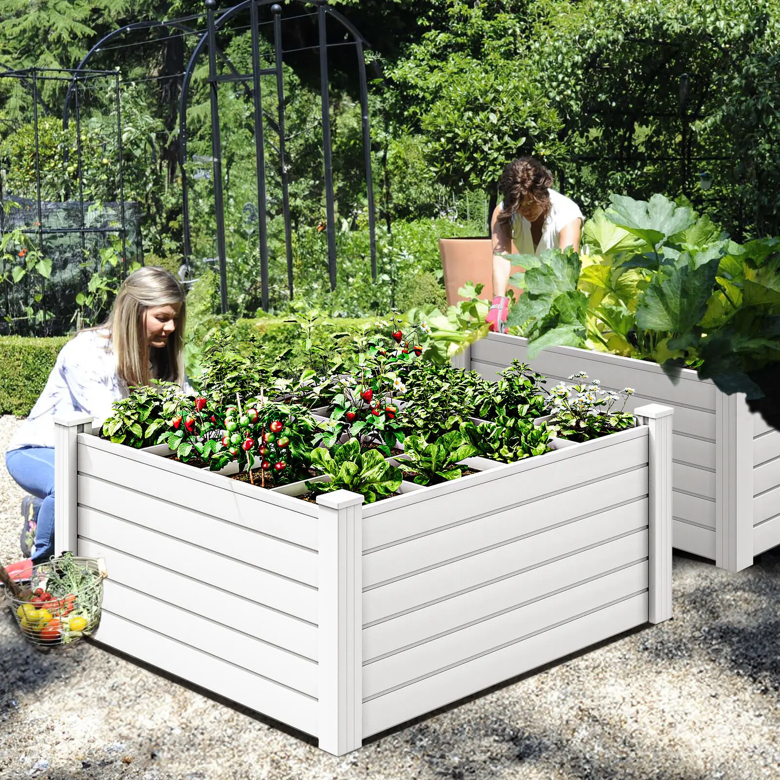 YITAHOME 4x4x2ft Plastic Raised Garden Bed Kit, Outdoor Large Resin Rectangular Unit with Double-Layer Construction, Easy to Assemble & Clean for Container Gardening, Vegetables Growing, Flower Pots & Planters, Planter Raised Beds