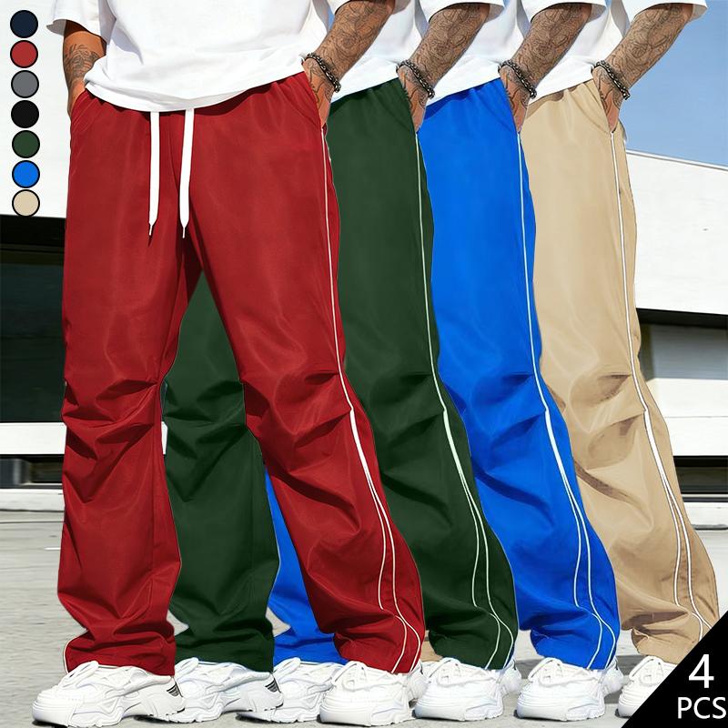 Men’s fashion loose pants with side stripes, comfortable breathable casual jogger sweatpants for all seasons, suitable for outdoor activities and sporty looks—an ideal gift for a husband, son, or boyfriend