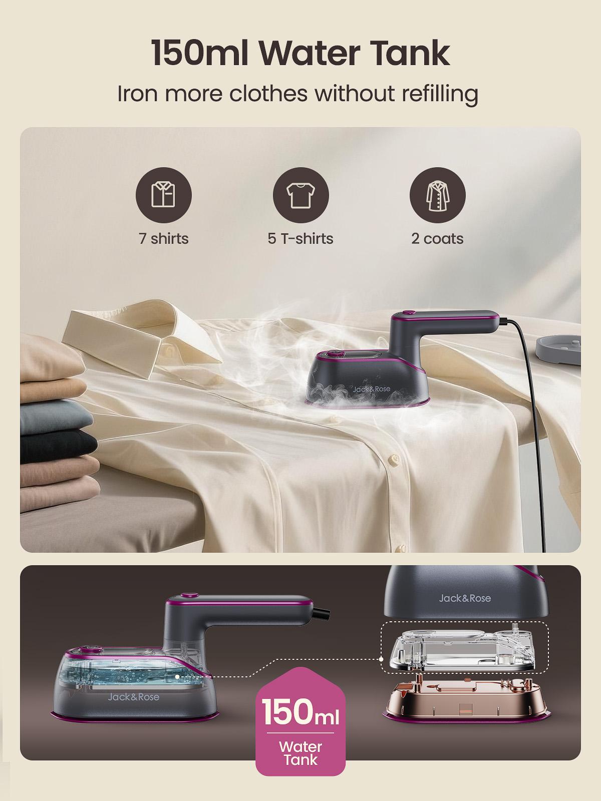 Jack&Rose 2-in-1 Steam Iron & Clothes Steamer - Handheld Portable Garment Wrinkle Remover, Fast Heat-Up, Large Soleplate, 150ml Water Tank - Lightweight for Home, Travel, Jack&Rose 2-in-1 Steam Iron & Clothes Steamer - Handheld Portable Garment Wrinkle Remover, Fast Heat-Up, Large Soleplate, 150ml Water Tank - Lightweight for Home, Travel,