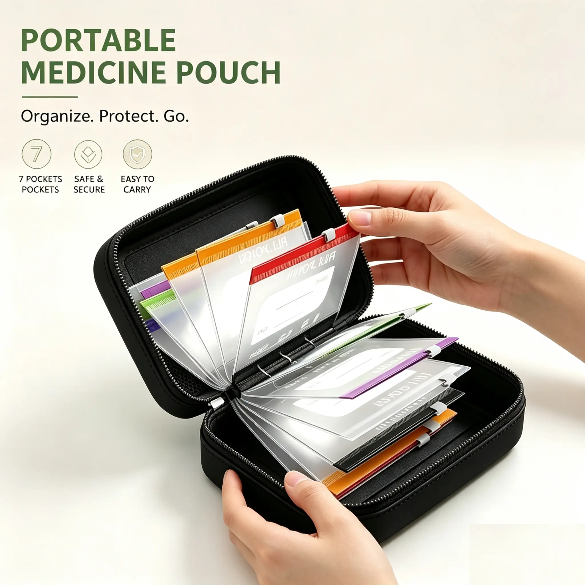 Large Weekly Healthcare Pill Organizer - Reusable A8 Waterproof Set with 14 Inner Bags, 7-14 Days of Meds for Family  Home Organization travel dustproof storage  mini multiple compartment