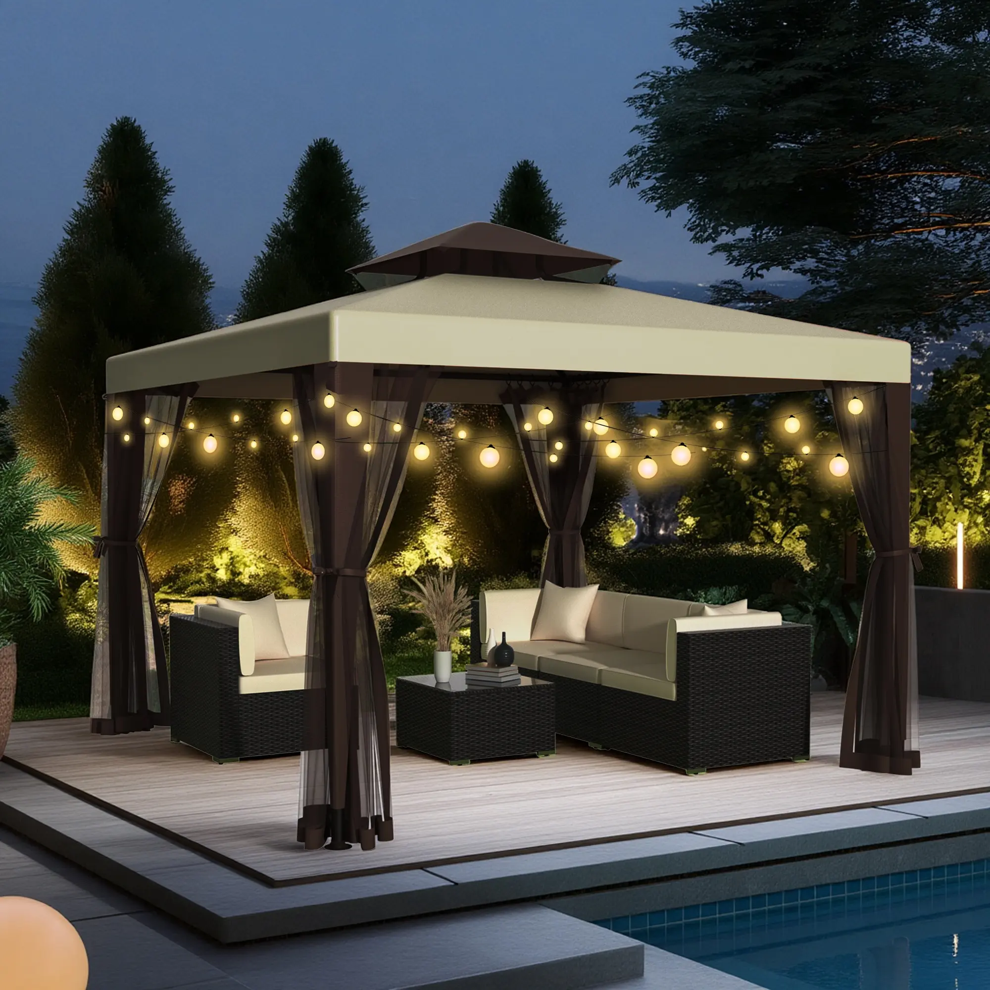 GOJOOASIS 10'x10' Patio Gazebo Tent - Outdoor Patio Sunshade Canopy Shelter with Removable Netting, 100 Sq Ft Shade for Garden, Backyard Deck sohochic