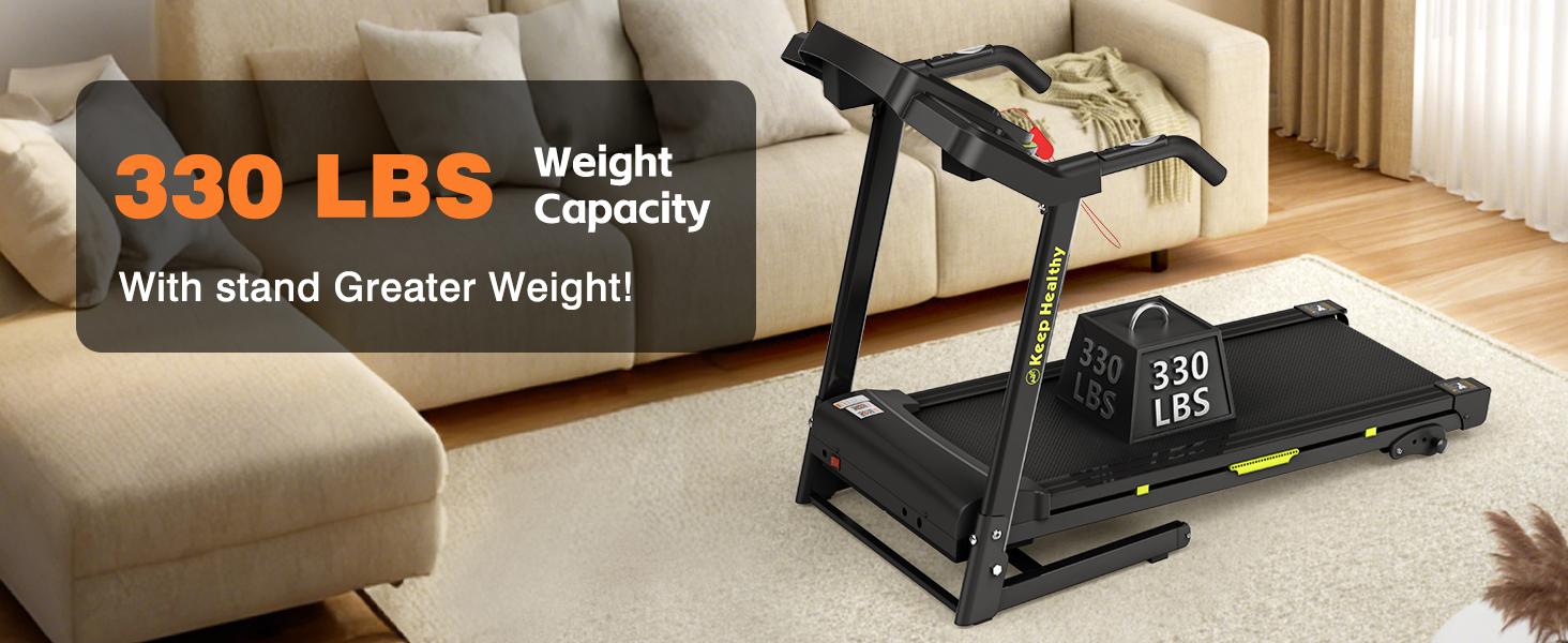 【3 Manual incline】LIVIVOX 3.5HP Folding Treadmill for Home/Office with Incline, 8.5MPH,330lbs Weight Capacity, Portable walking pad Treadmill with Bluetooth, 12 Preset Programs, adjusting speed walking pad home gym equipment