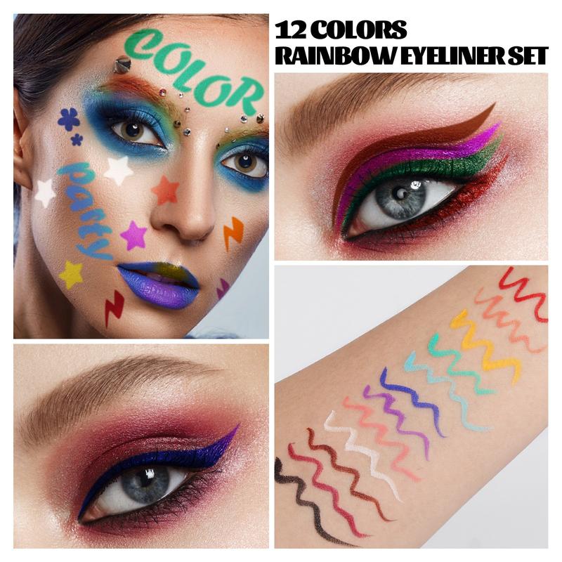 12 color set liquid eyeliner quick-drying waterproof long-lasting sweat-proof liquid eyeliner anti-smudge eyeliner set