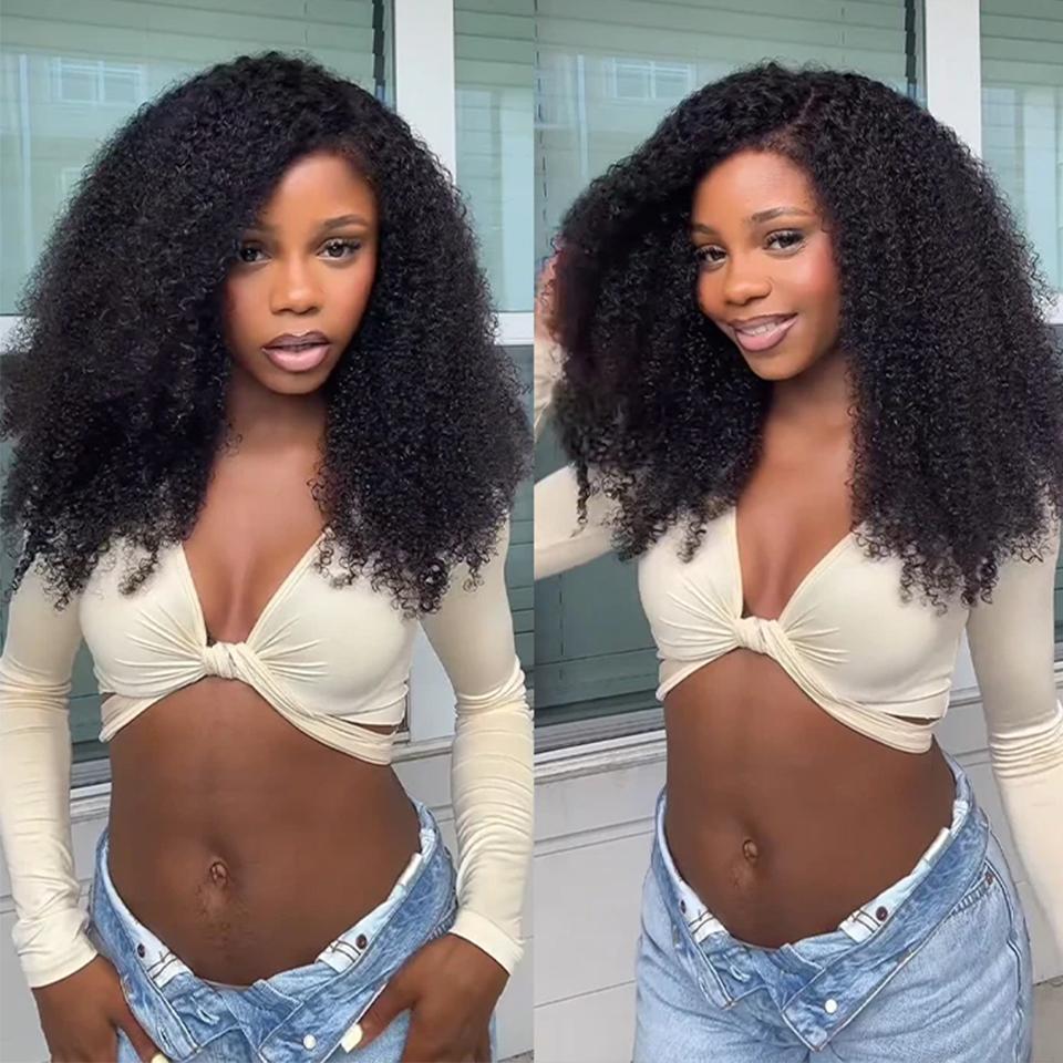4C Kinky Edge Hairline Afro Kinky Curly Wigs Pre Cut 8x5 HD Lace Human Hair Glueless Wig Pre Bleached 4C Hairline Looks Like It Grows Out of Your Scalp ##TikTokShopBlackFriday