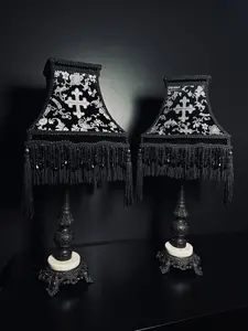 Black & Silver Cross Paired Lampshade