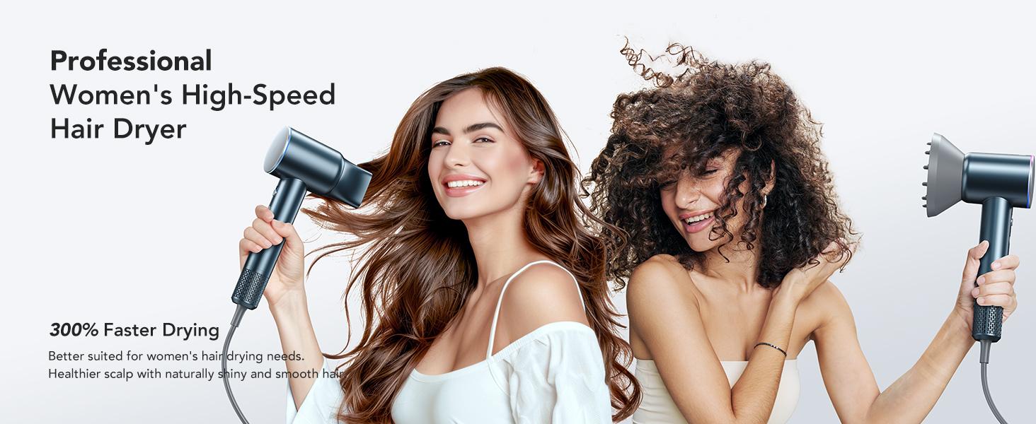 iDOO Salon-Grade Hair Dryer,Christmasgift - 200M Ion Technology & Smart Hot-Cold Air​ ​Frizz-Reducing Blow Dryer w/ Self-Clean Motor | Curly Hair Essential