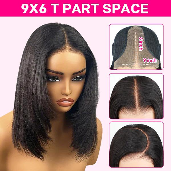 【NEW】FORGIRL FOREVER Layered Cut Yaki Straight Wear Go Glueless Wig 9x6 T Part Pre-Cut Lace Bob Wig With Drawstring