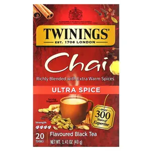 Twinings Flavored Black Tea, Chai, Ultra Spice , 20 Tea Bags, 1.41 oz (40 g)