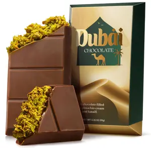 Dubai Chocolate Bar Pistachio Deluxe – 3.35 oz Milk Chocolate Bar with Pistachio & Kataifi Filling – Inspired by Dubai’s Iconic Knafeh Dessert – Gourmet Middle Eastern Treat