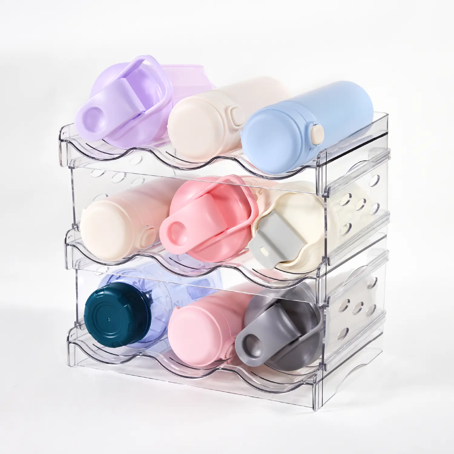 Trending Now Bottle Organizer - Stackable Fridge & Pantry Storage Rack for Water Bottles, Tumblers, Baby Bottles