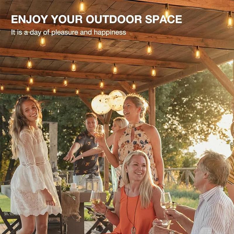 50FT Outdoor String Lights Plug-in with Remote 20 Shatterproof Edison Bulbs Includes 2 Spare Waterproof Patio Lights for Backyard Garden Porch Indoor Outdoor LED Fairy Lights with 4 Modes
