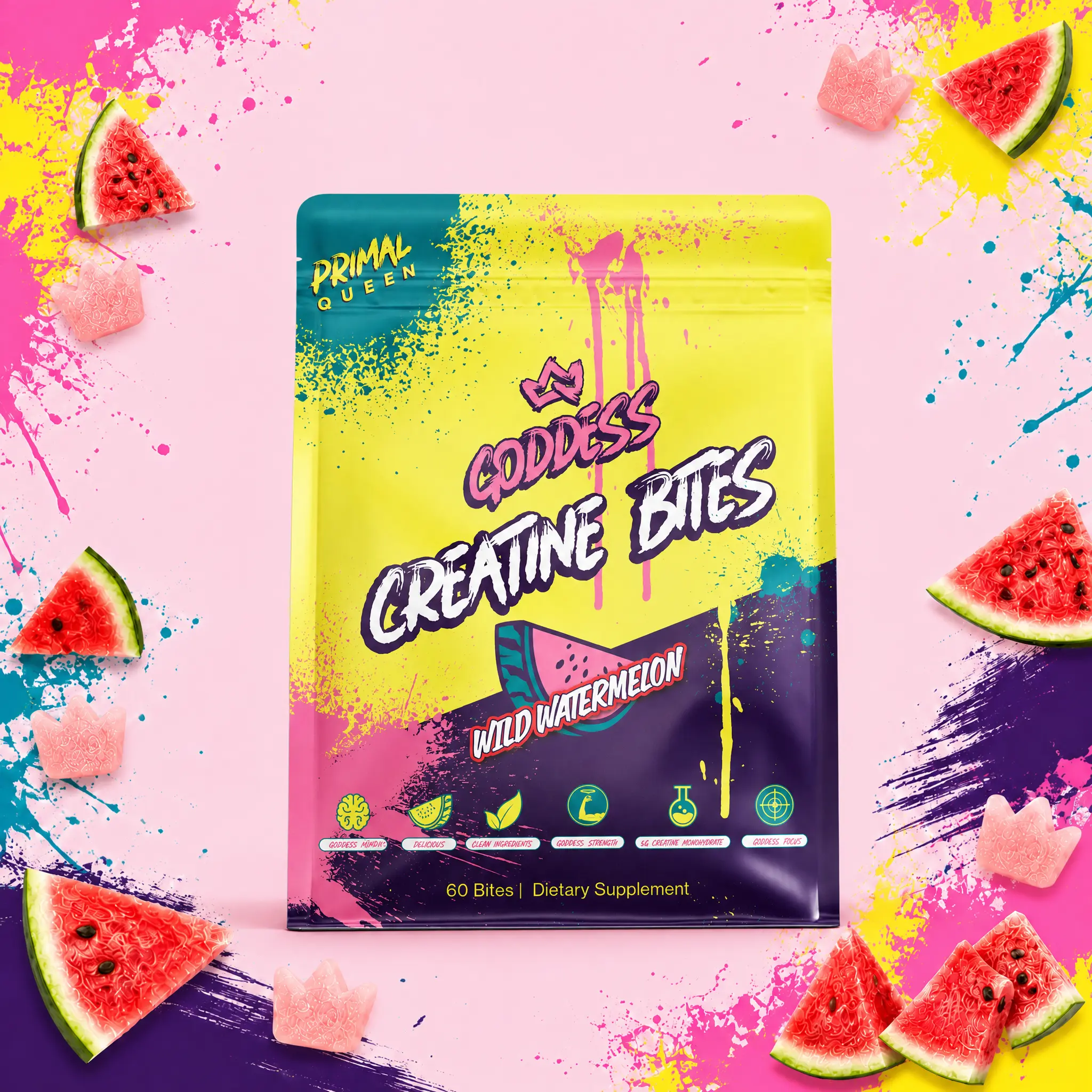 Primal Queen Goddess Creatine Bites - 12 Servings - Lean Muscle Boost and Cognitive Support for Women