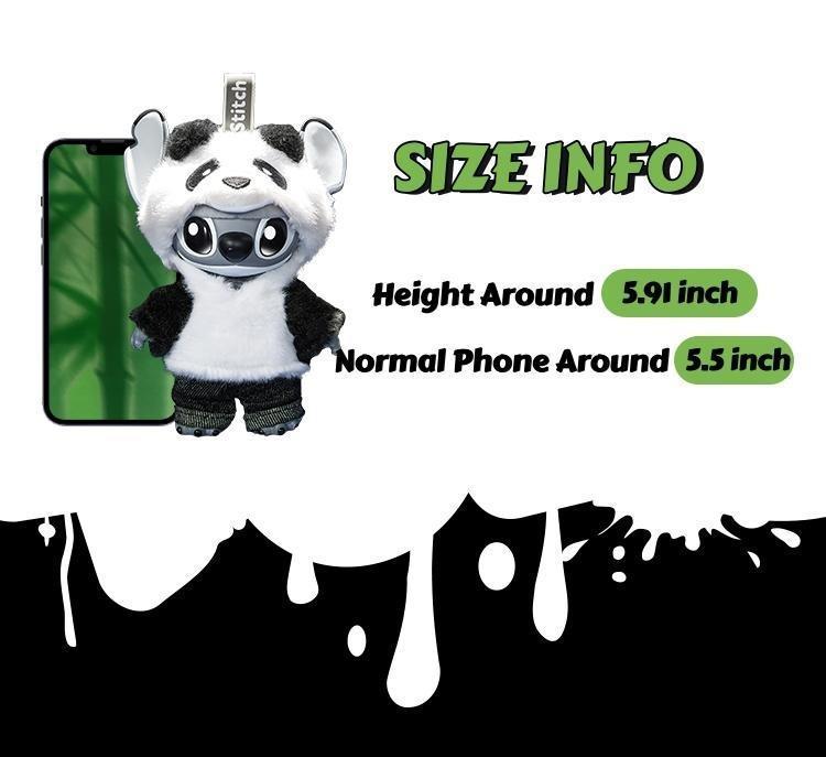 Disney Stitch Gen Z Street Style Series – Hang Card Edition Panda Plush | Removable Gloves & Fashion Outfits for Customizable Fun, A Poseable Collectible Blending Cool & Cute, Perfect Gift for Stitch Lovers,Best Gifts  genz street style Stuffed Animal