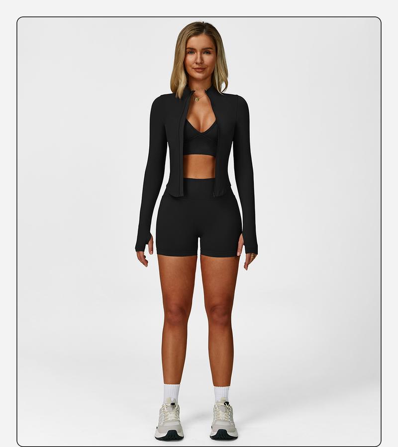 MFVIM Women's Sports Three-Piece Set Impact Compression Outdoor Fitness Running Activewear Versatile Everyday Workout High Waist Butt Lifting Yoga Pants