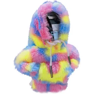 Plush Car Shift Knob Cover, Hoodie-Style Colorful Interior Accessory, Universal Fit for Manual and Automatic Vehicles (Pink)