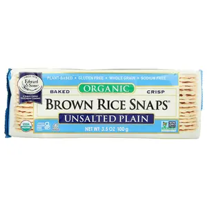 Edward & Sons Organic Baked Crisp Brown Rice Snaps®, Unsalted Plain, 3.5 oz (100 g)